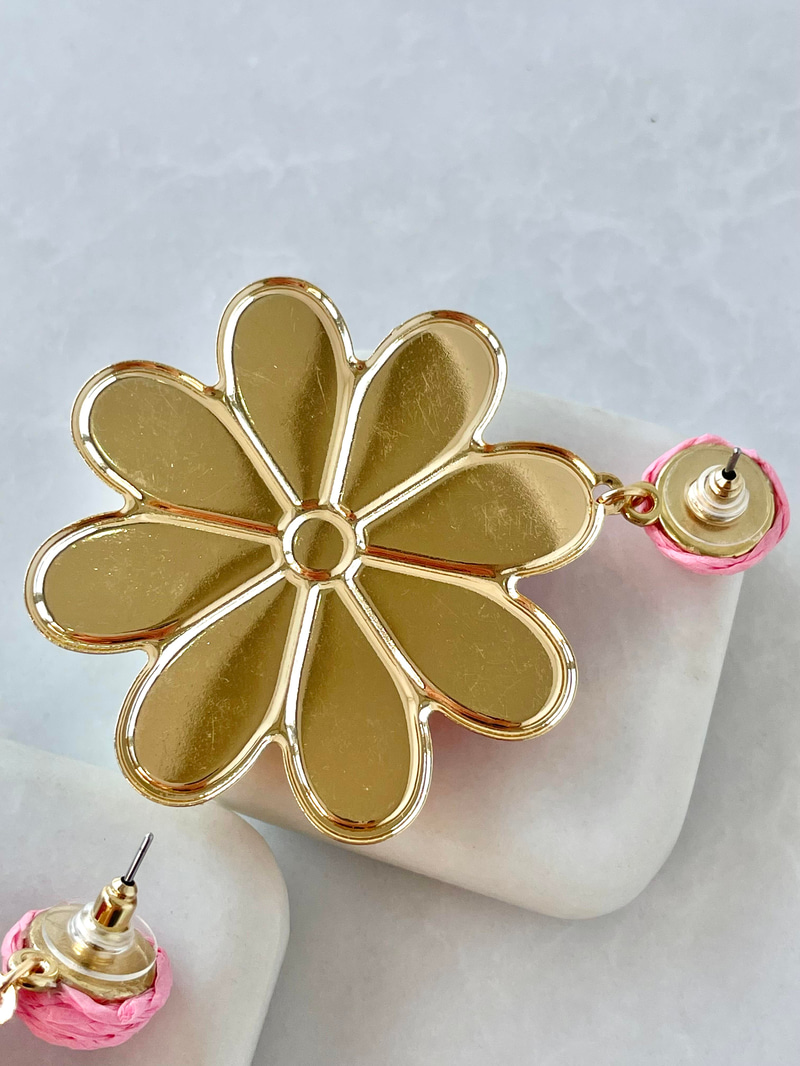 Hasır Papatya Küpe Renkli