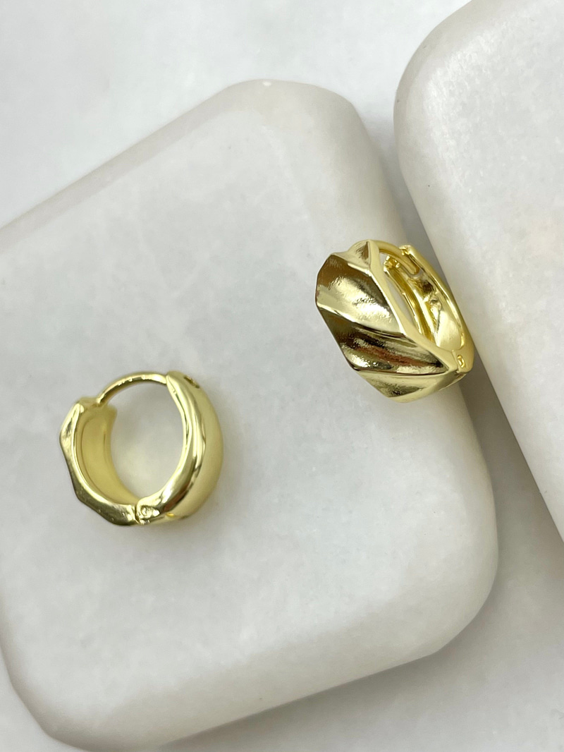 Özel Seri Desenli Basic Halka Küpe Gold