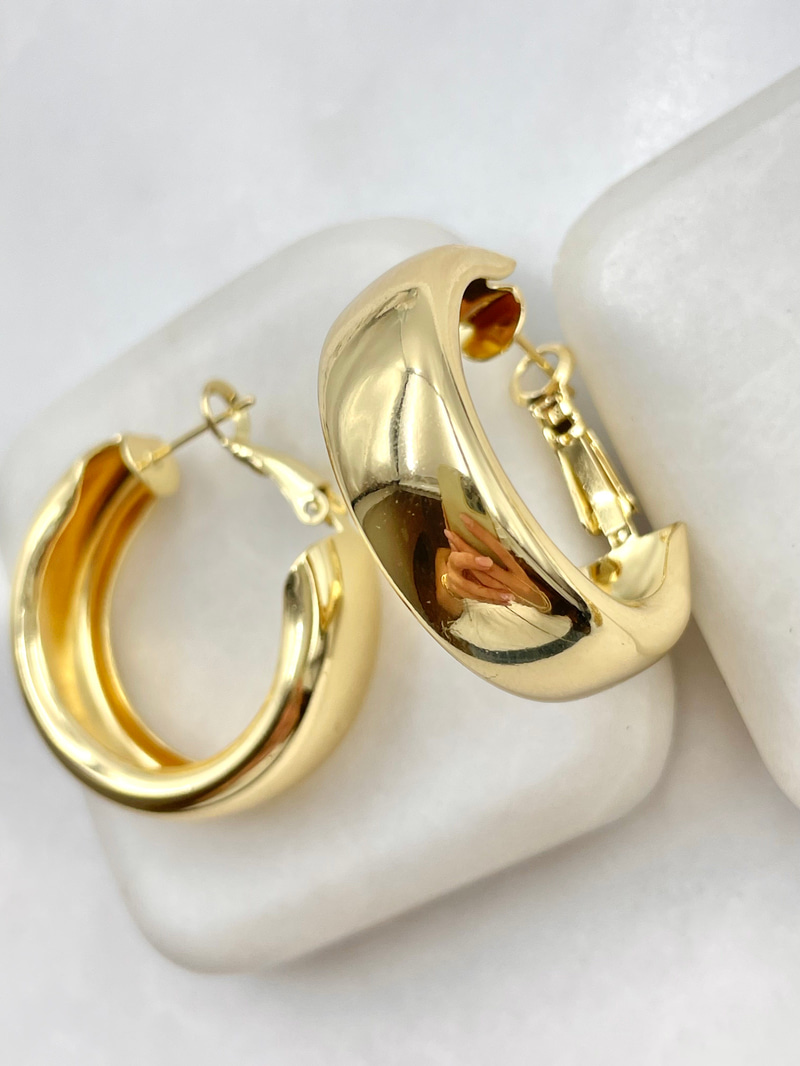 Bombe Halka Küpe 3 cm Gold