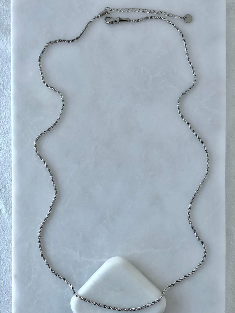 Çelik 60 cm Burgu Zincir Kolye Gümüş