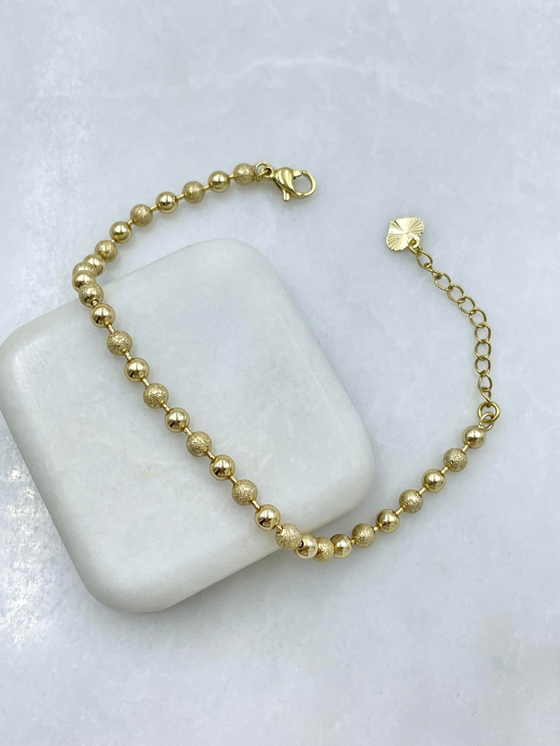 Altın Kaplama Mat Topçuk Bileklik Gold