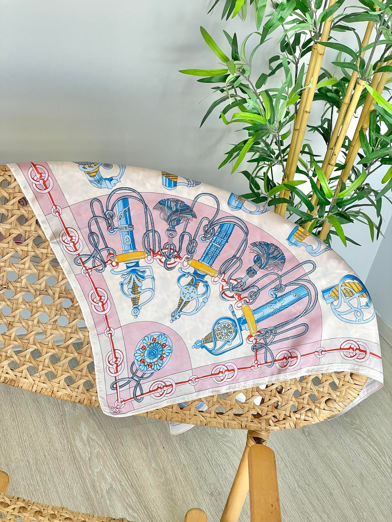 Desenli Pembe Bandana Fular Renkli