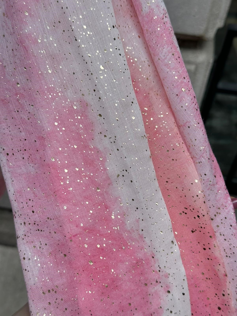 Varaklı Batik Pamuk Şal Pembe
