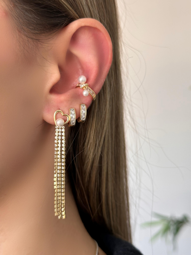 Özel Seri Minimal Kare Kristal Taşlı Küpe