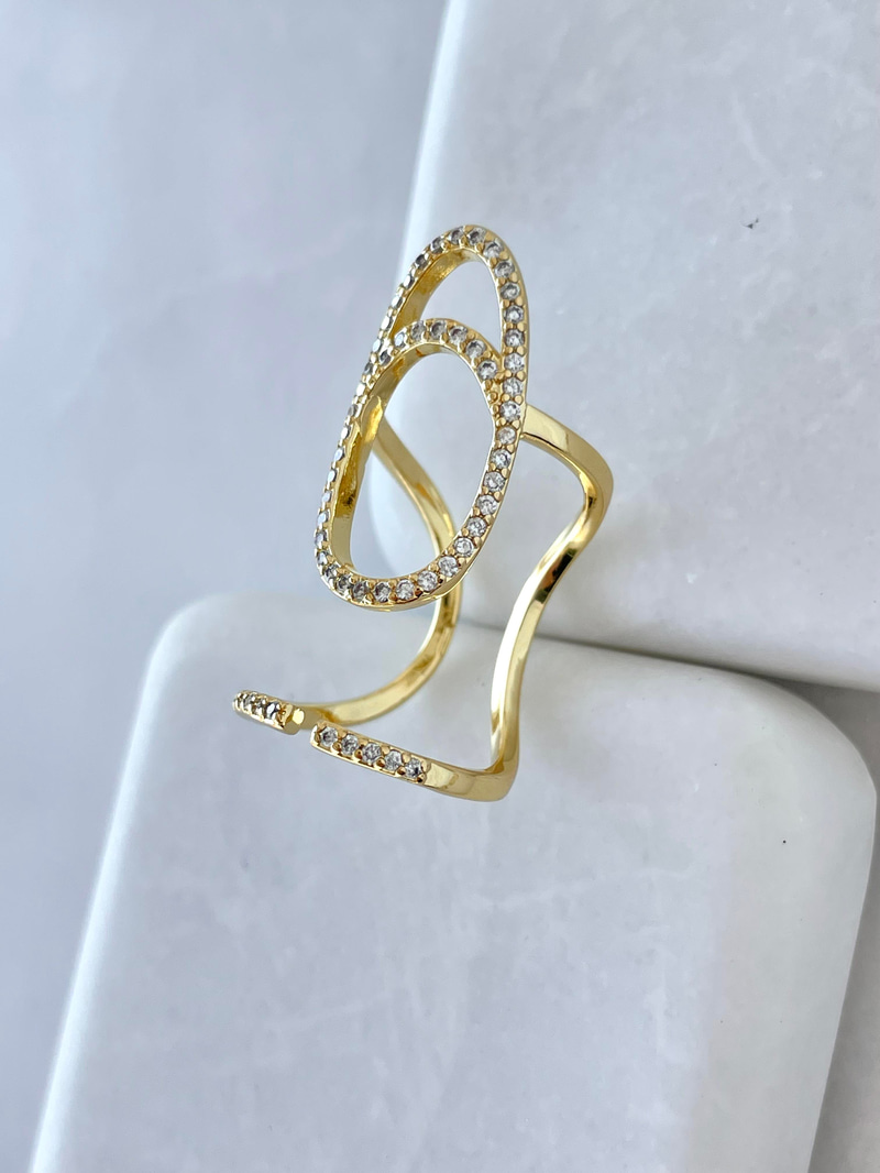 Altın Kaplama Gömme Taşlı Tırnak Yüzüğü Gold