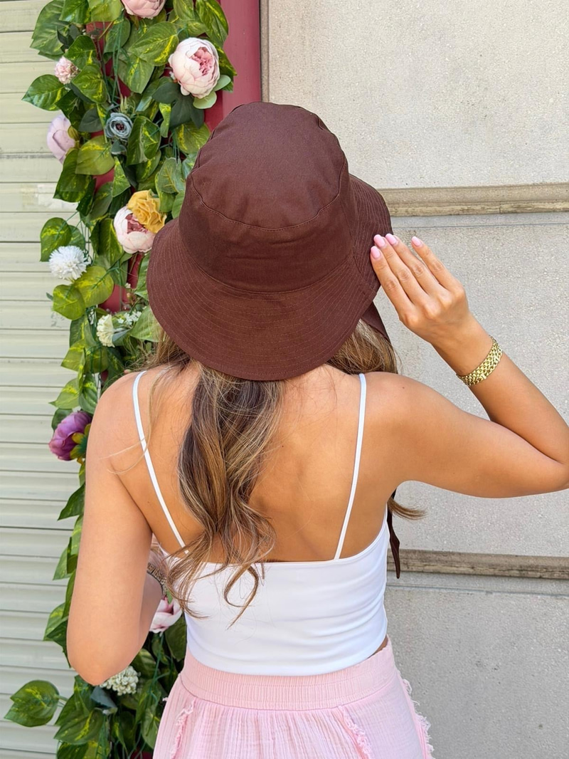 Bağlamalı Bucket Şapka Kahverengi