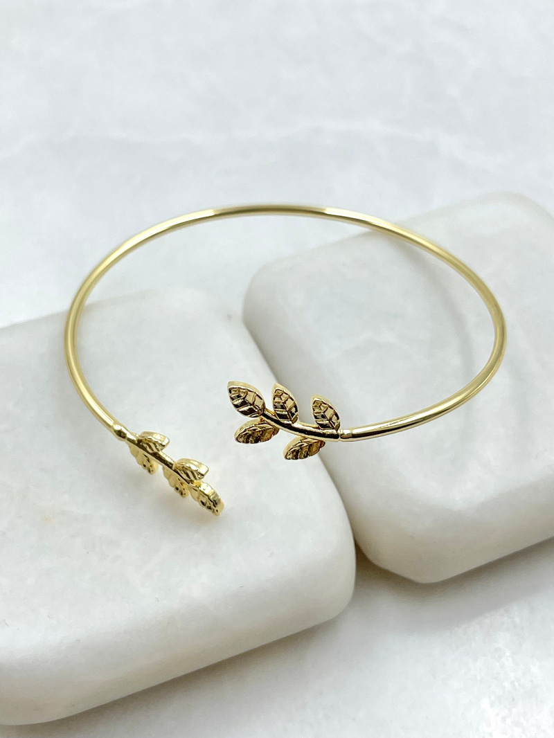 İkili Yaprak Model Kelepçe Bileklik Gold