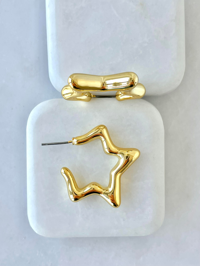 Asimetrik Yıldız Küpe Ccb Gold