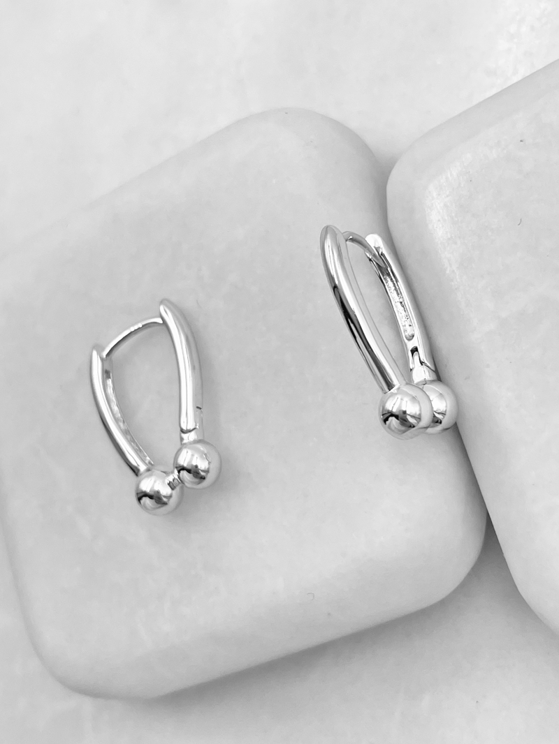 Altın Kaplama İkili Topçuk Model U Küpe Gümüş