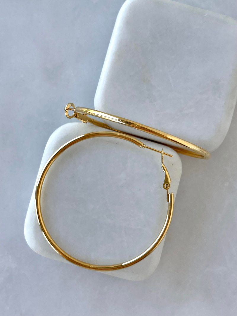 Çelik Basic Halka Küpe 5 cm Gold