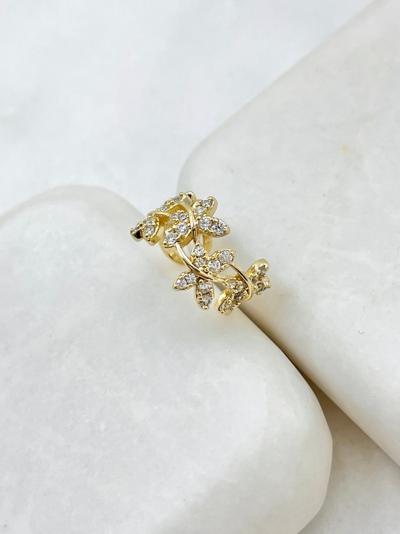 Özel Seri Gömme Taşlı Kelebek Kıkırdak Küpe Gold