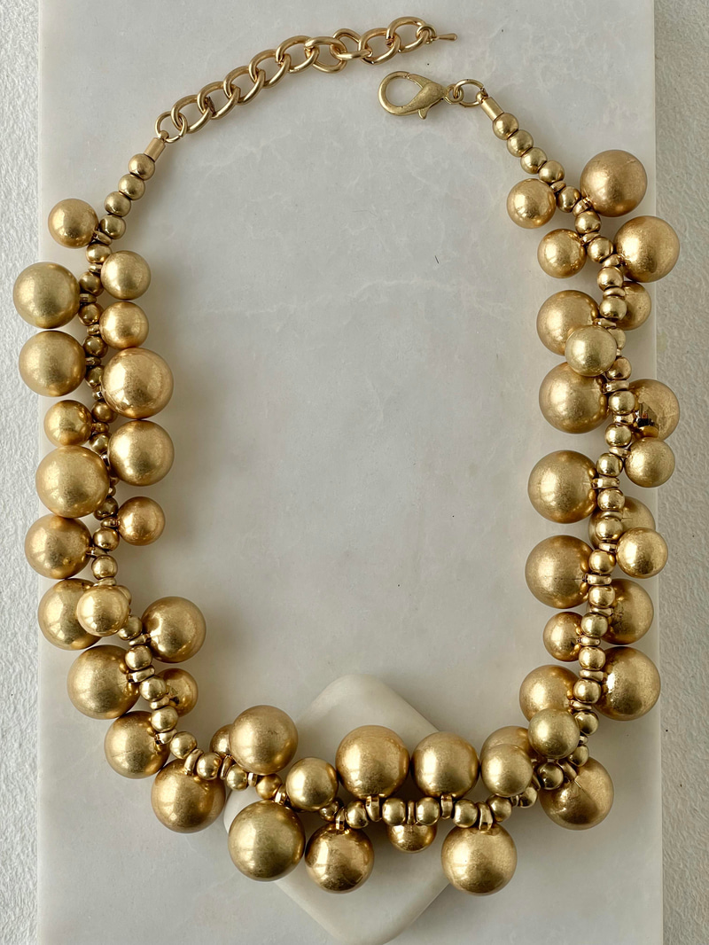 Çoklu Mat Topçuk Kolye Gold
