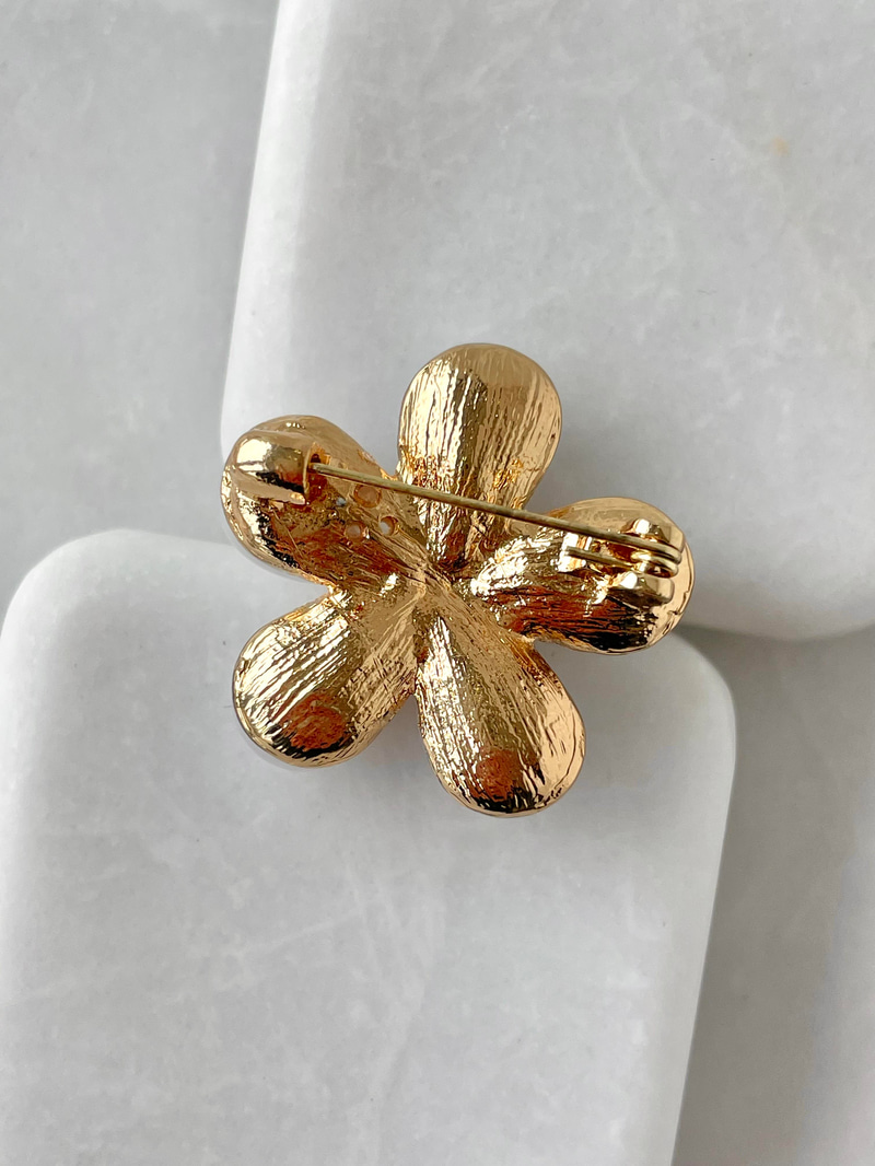 İncili Papatya Broş Gold