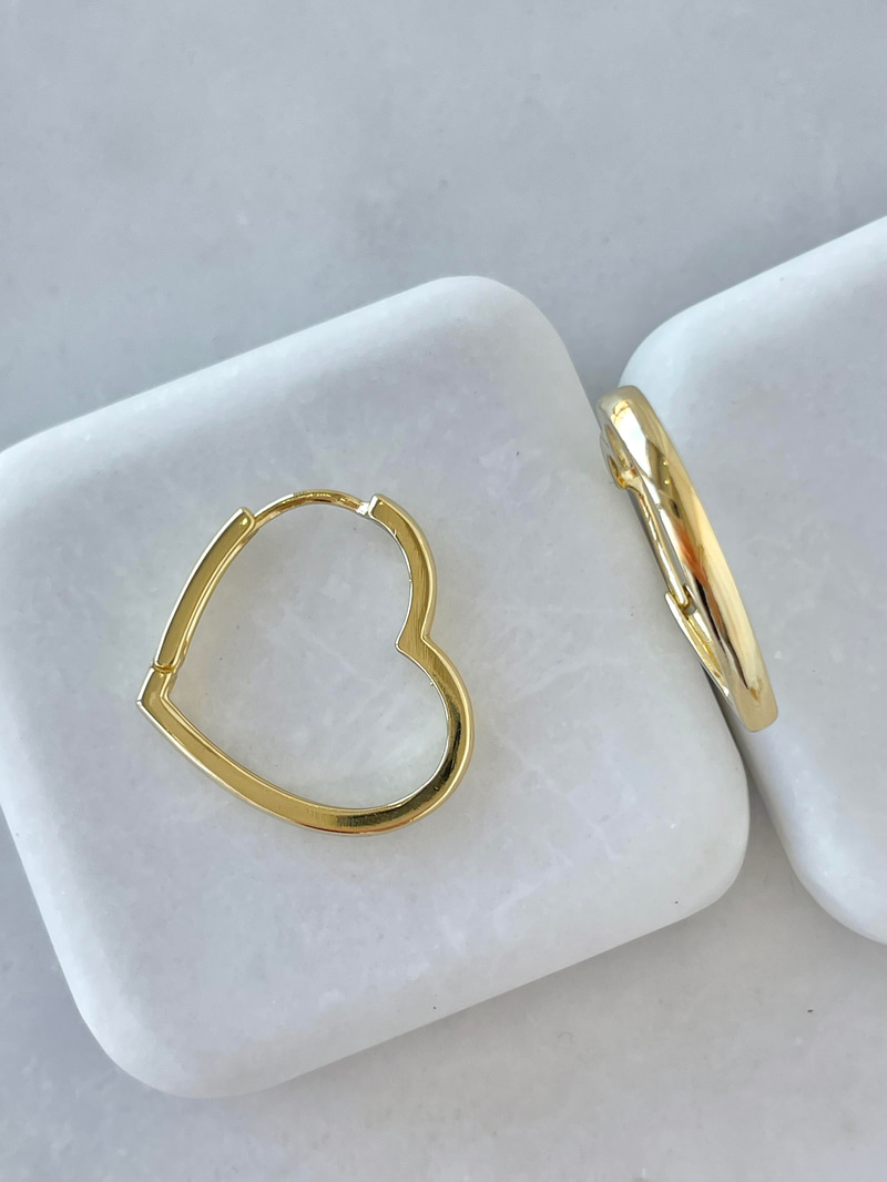 Özel Seri İçi Boş Kalp Küpe Gold