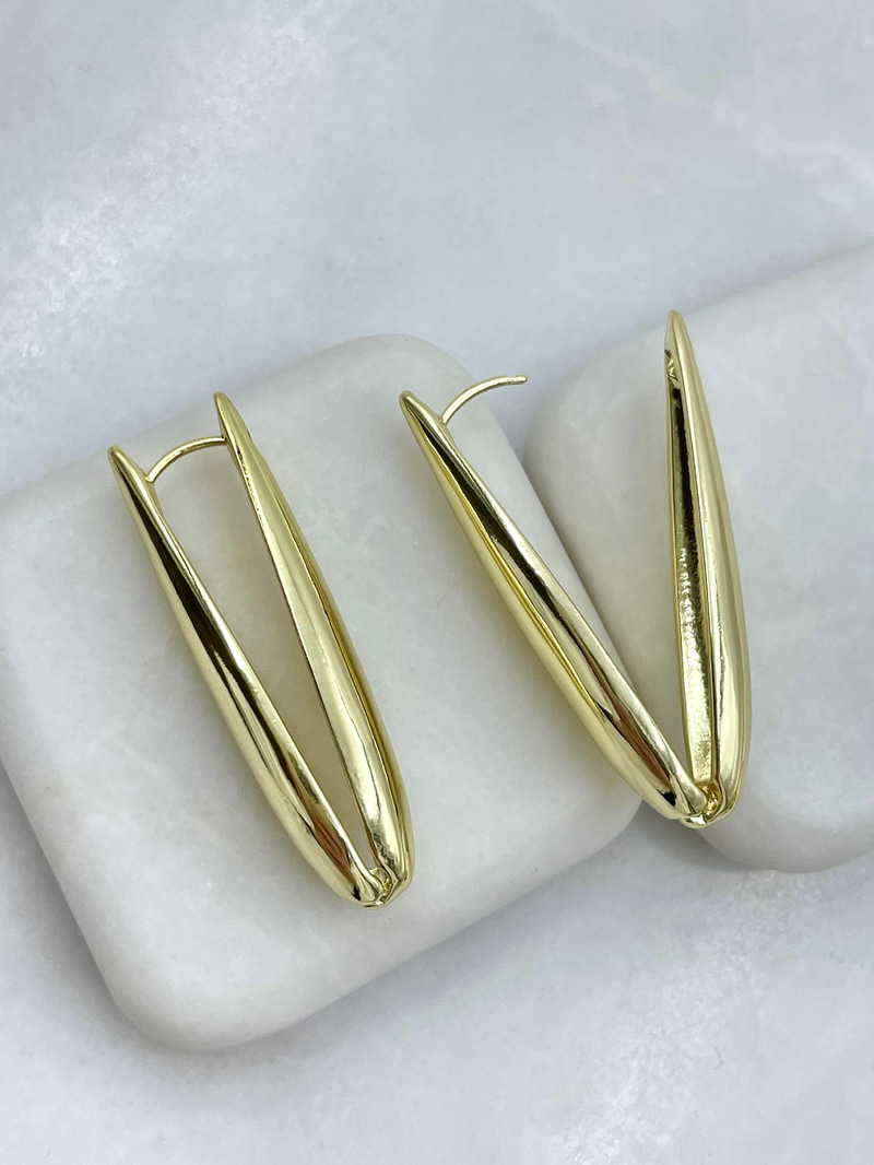 Altın Kaplama Damla Sütun Model Küpe Gold