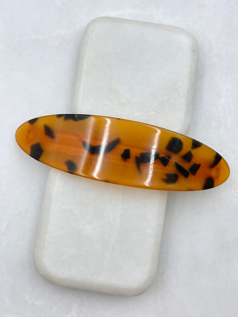 Leopar Desenli Oval Kemik Otomatik Toka Camel