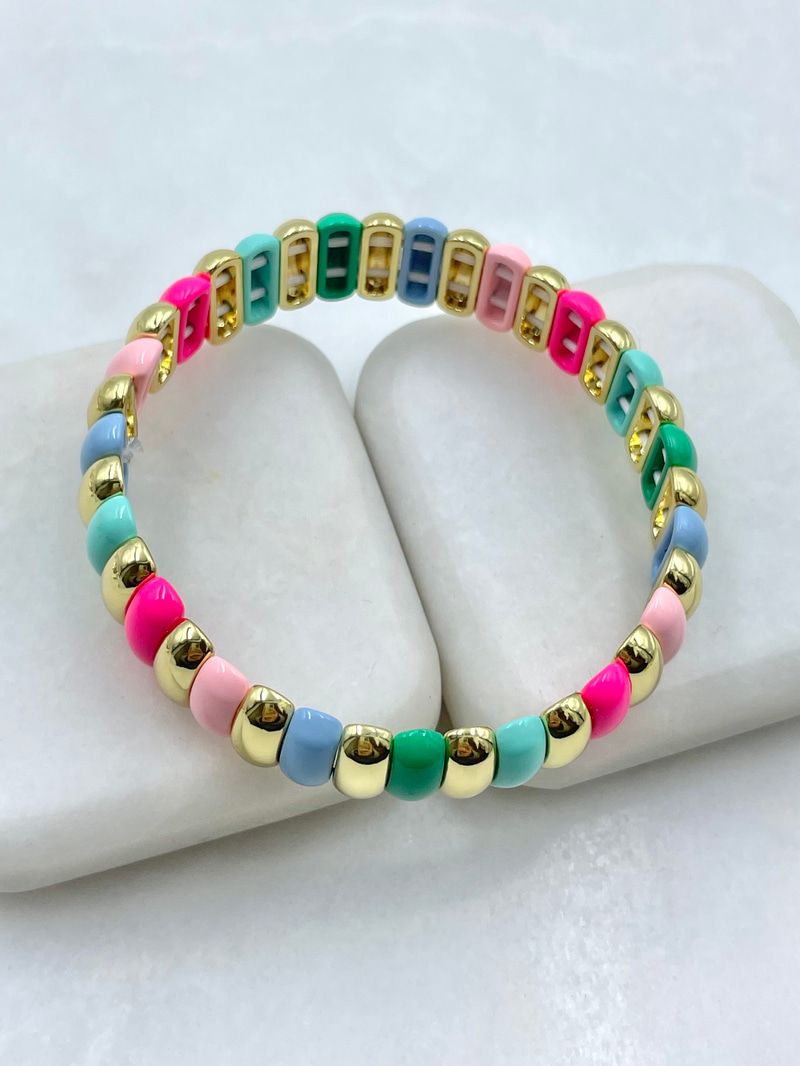 Renkli Sütun Porselen Lastik Bileklik Renkli