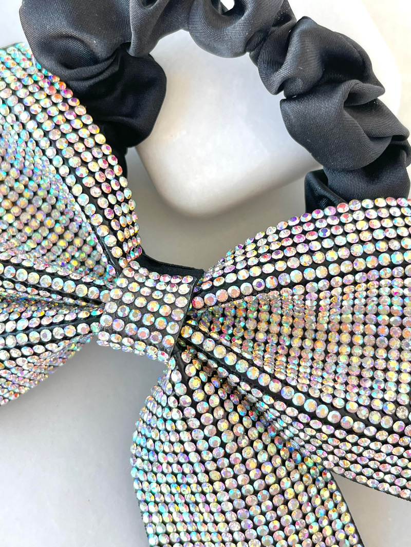 Kristal Taşlı Fiyonk Scrunchie Toka Renkli