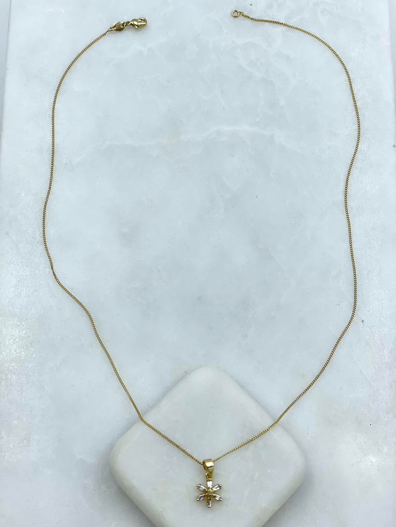 Özel Seri Minimal Kristal Kar Tanesi Kolye 45 cm Gold