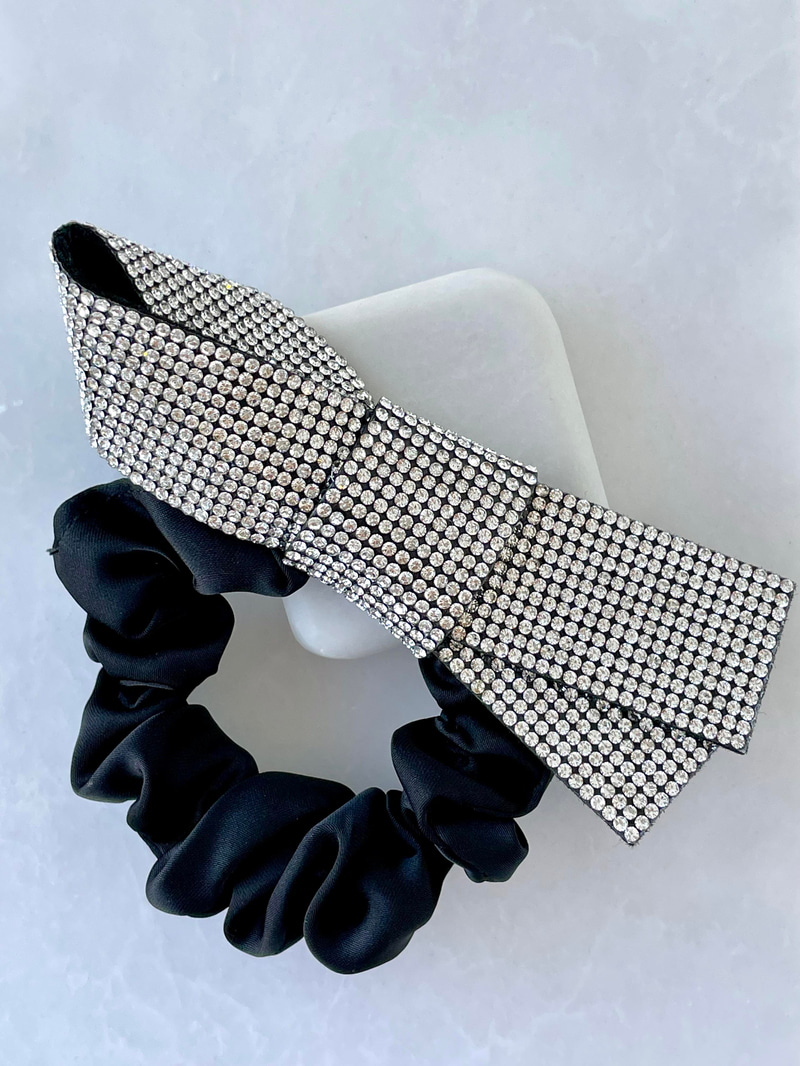 Işıltılı Kurdele Scrunchie Toka Gümüş