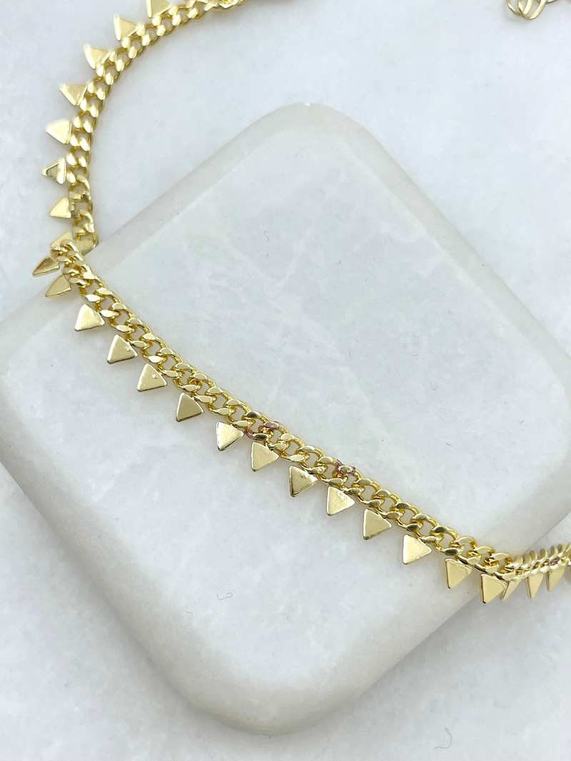 Üçgen Plaka Sallantılı Halhal Gold