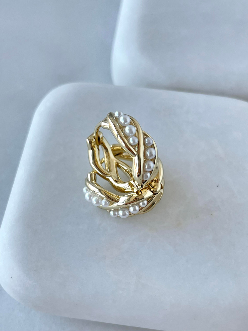 Özel Seri İncili Burgu Halka Küpe Gold