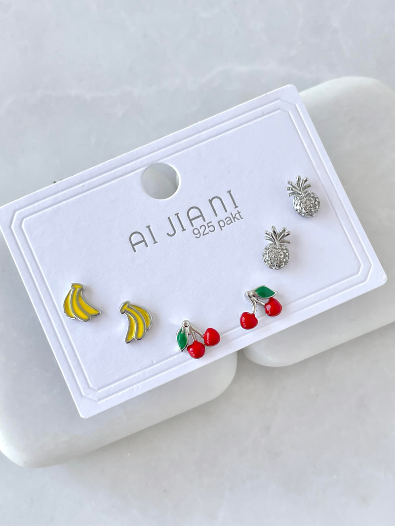 Altın Kaplama Altılı Meyveli Minimal Küpe Gümüş