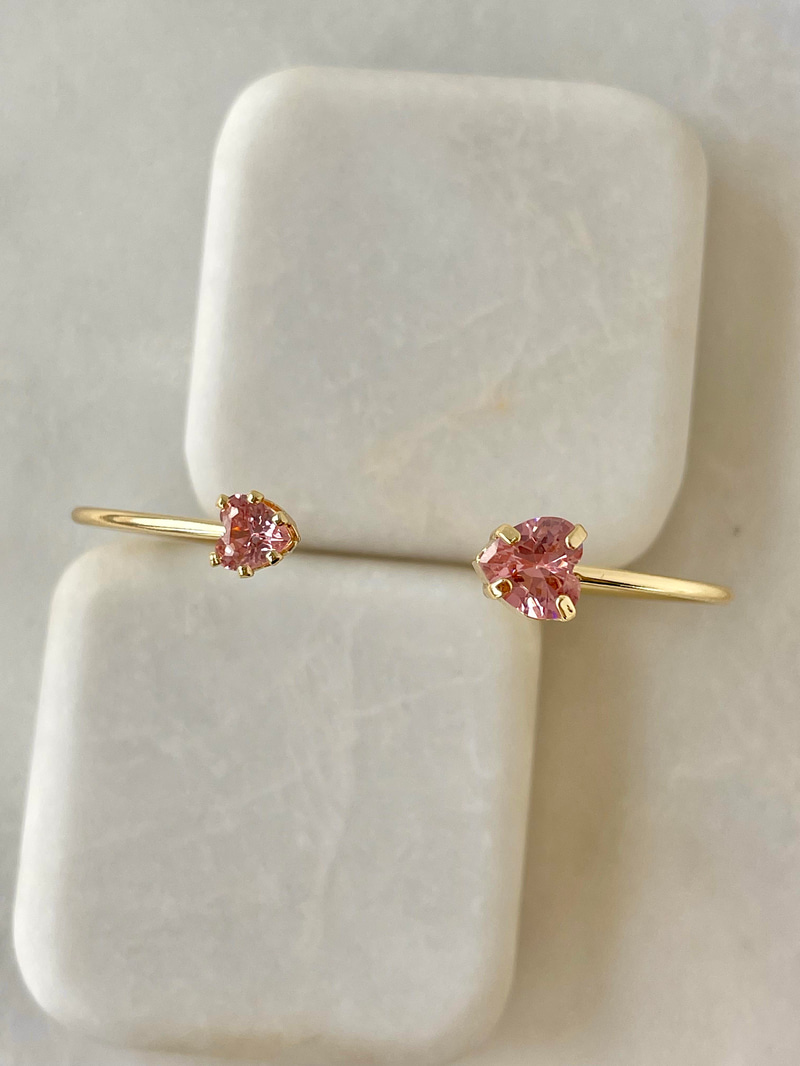 Büyük Küçük Pembe Kristal Kalp Kelepçe