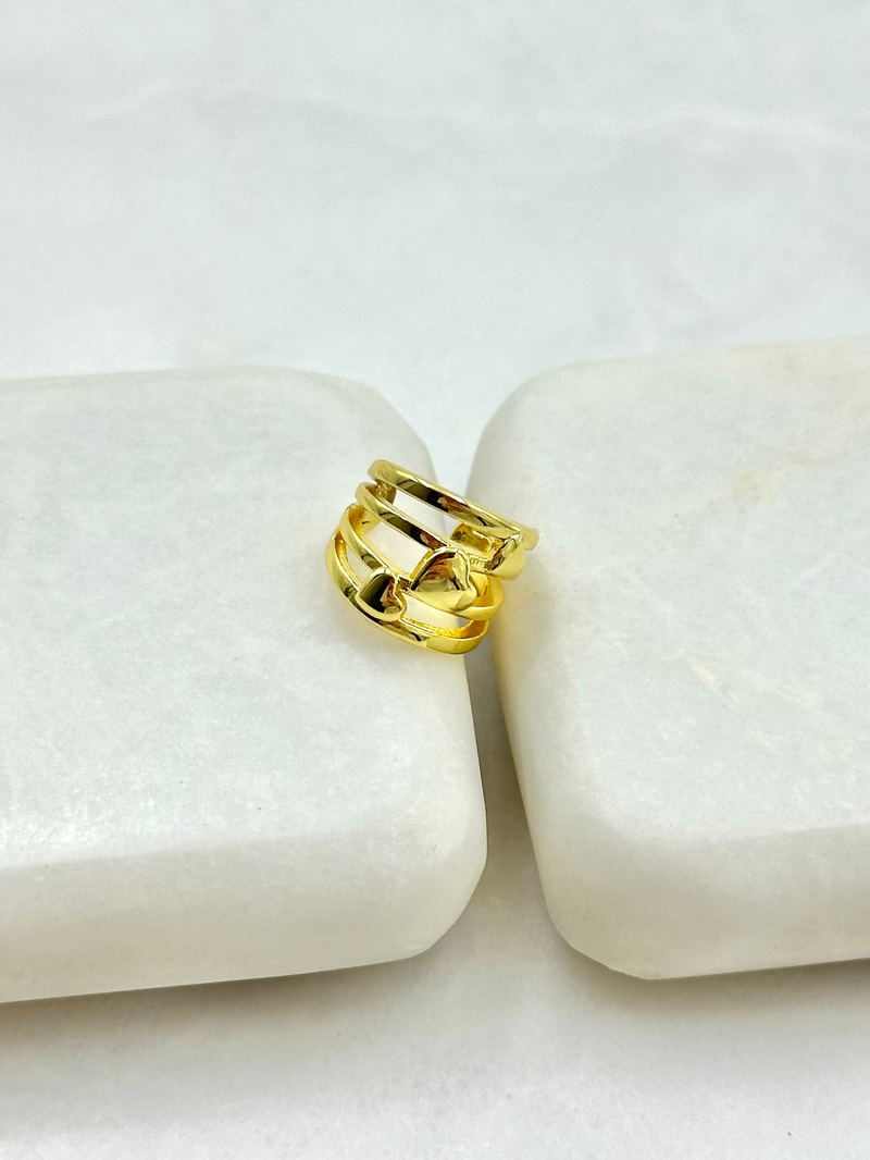 Kalp Model Dört Sırak Kıkırdak Küpe Gold