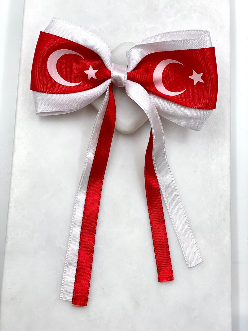Ay-Yıldız Model Kurdele Pens Toka Kırmızı-Beyaz
