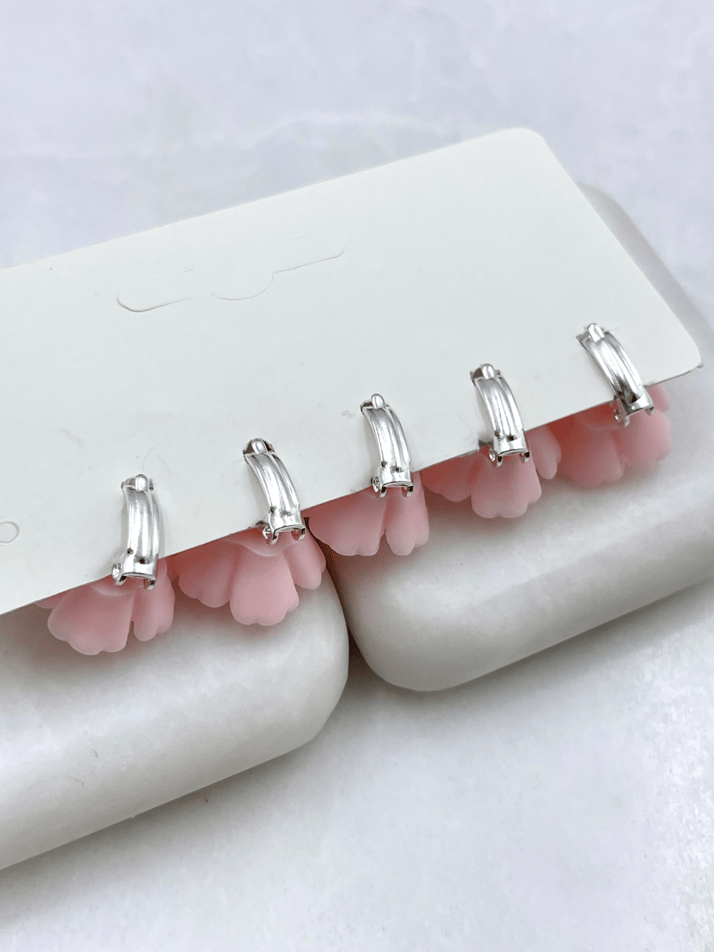 Sakura Çiçek Model Saç Küpesi Toz Pembe