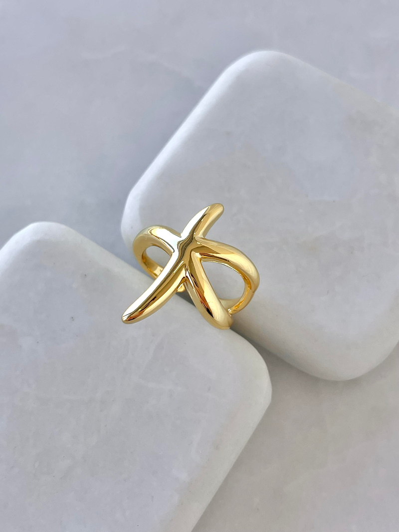Altın Kaplama Bombeli Deniz Yıldızı Yüzük Gold