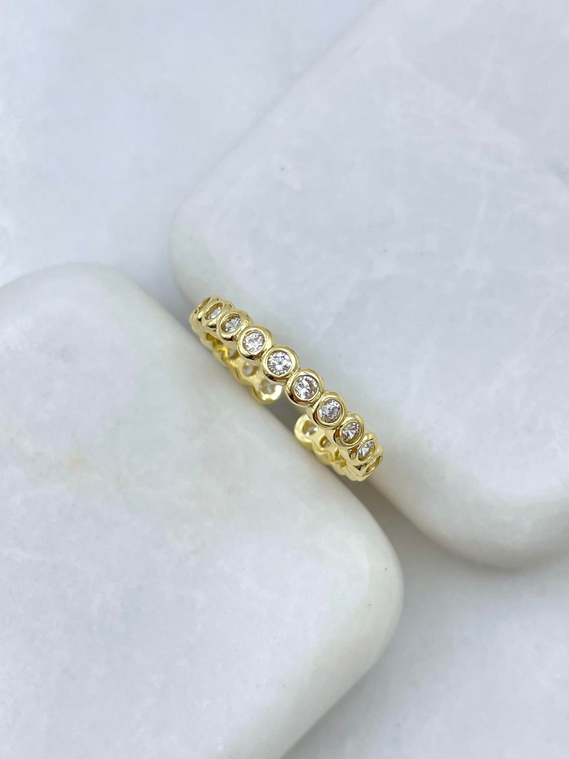 Altın Kaplama Dizi Daire Kristal Taşlı Yüzük Gold