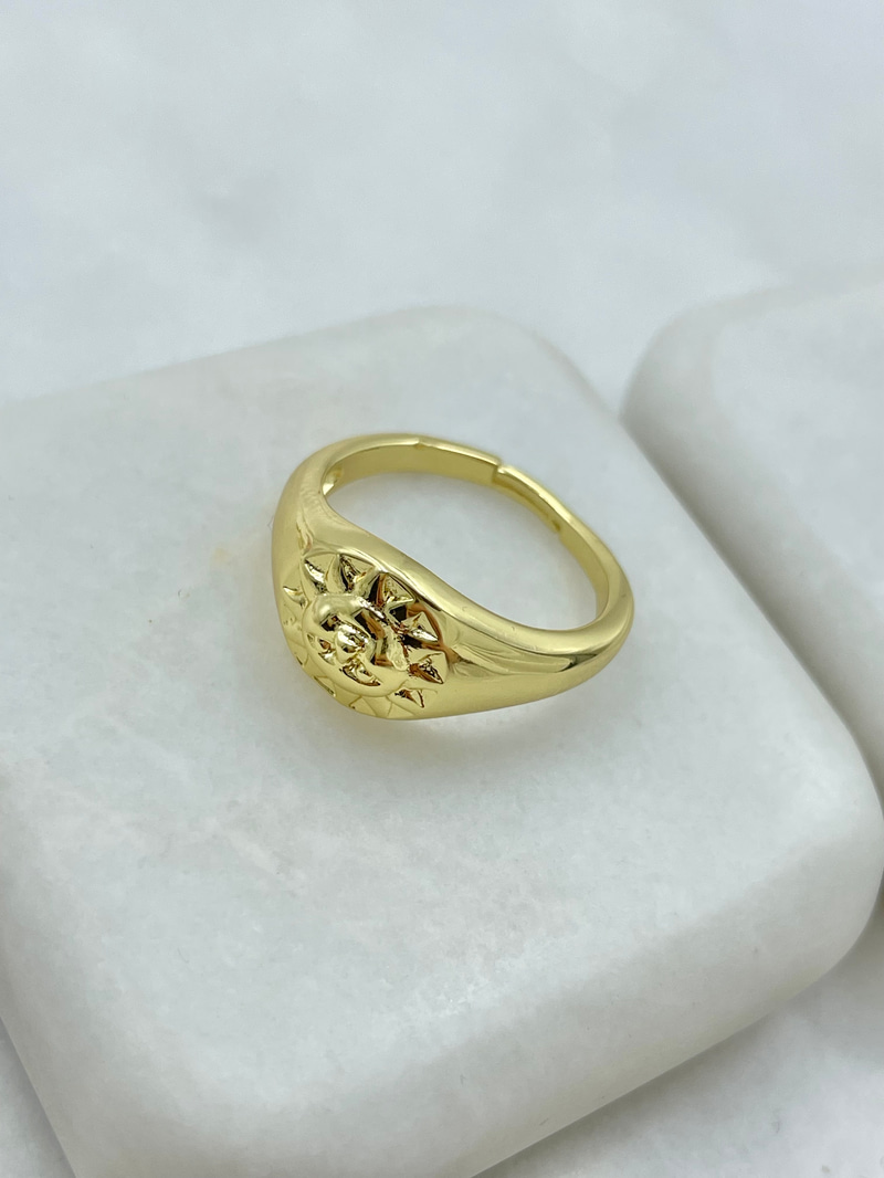 Altın Kaplama Güneş Model Yüzük Gold