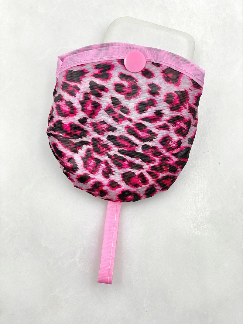 Çantalı Küçük Yelpaze Pembe Leopar