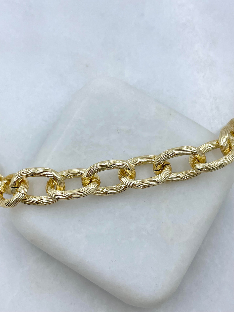 Altın Kaplama İşlemeli Zincir Kolye Gold