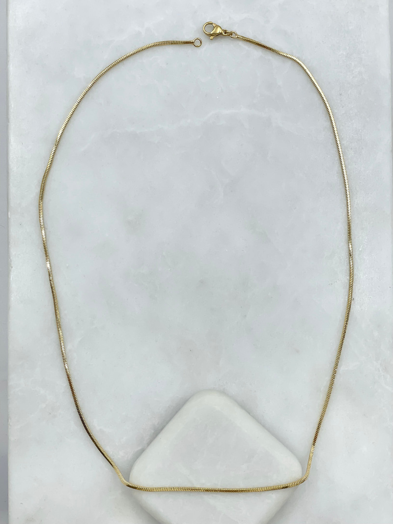 Özel Seri Minimal Küp Yılan Zincir Kolye 50 cm Gold