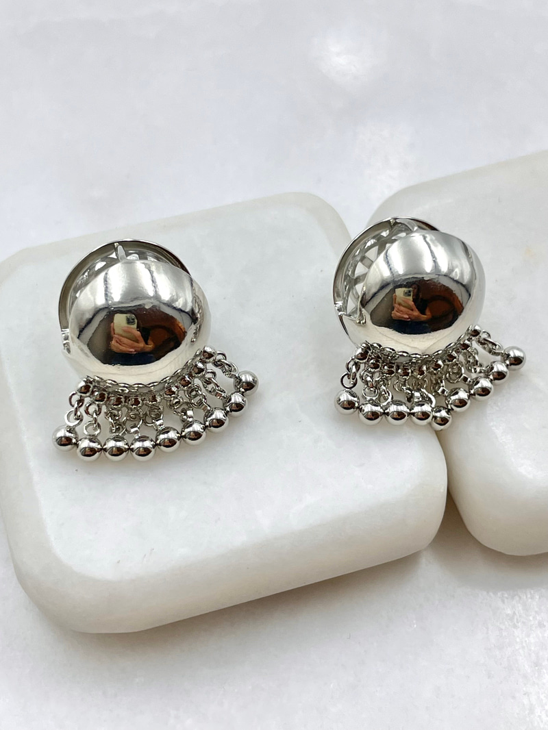 Topçuk Sallantılı Etnik Daire Küpe Gümüş