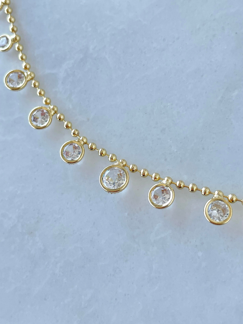 Altın Kaplama Kristal Daire Sallantılı Kolye Gold
