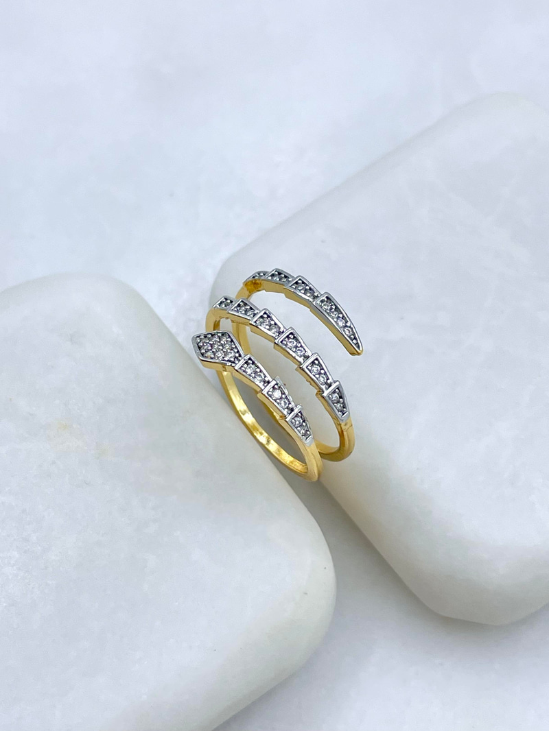 Altın Kaplama Çift Renk Yılan Model Yüzük Gold