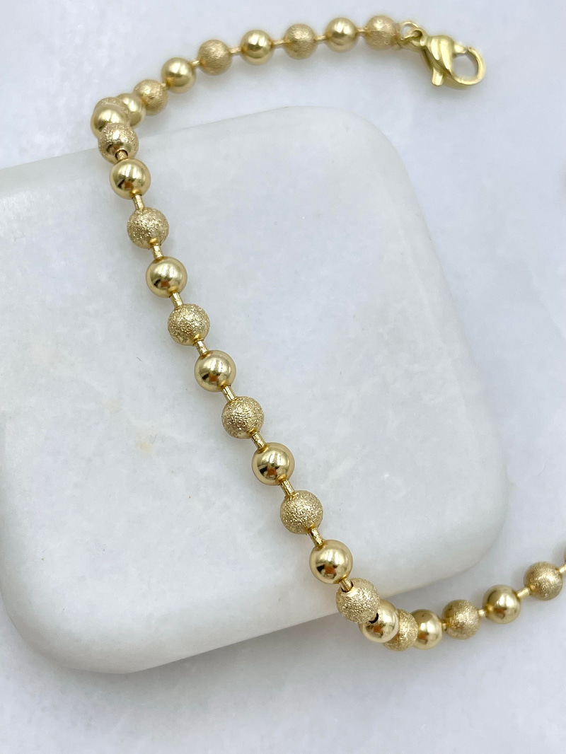 Altın Kaplama Mat Topçuk Bileklik Gold
