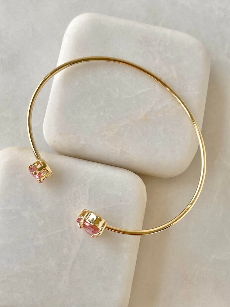 Büyük Küçük Pembe Kristal Kalp Kelepçe