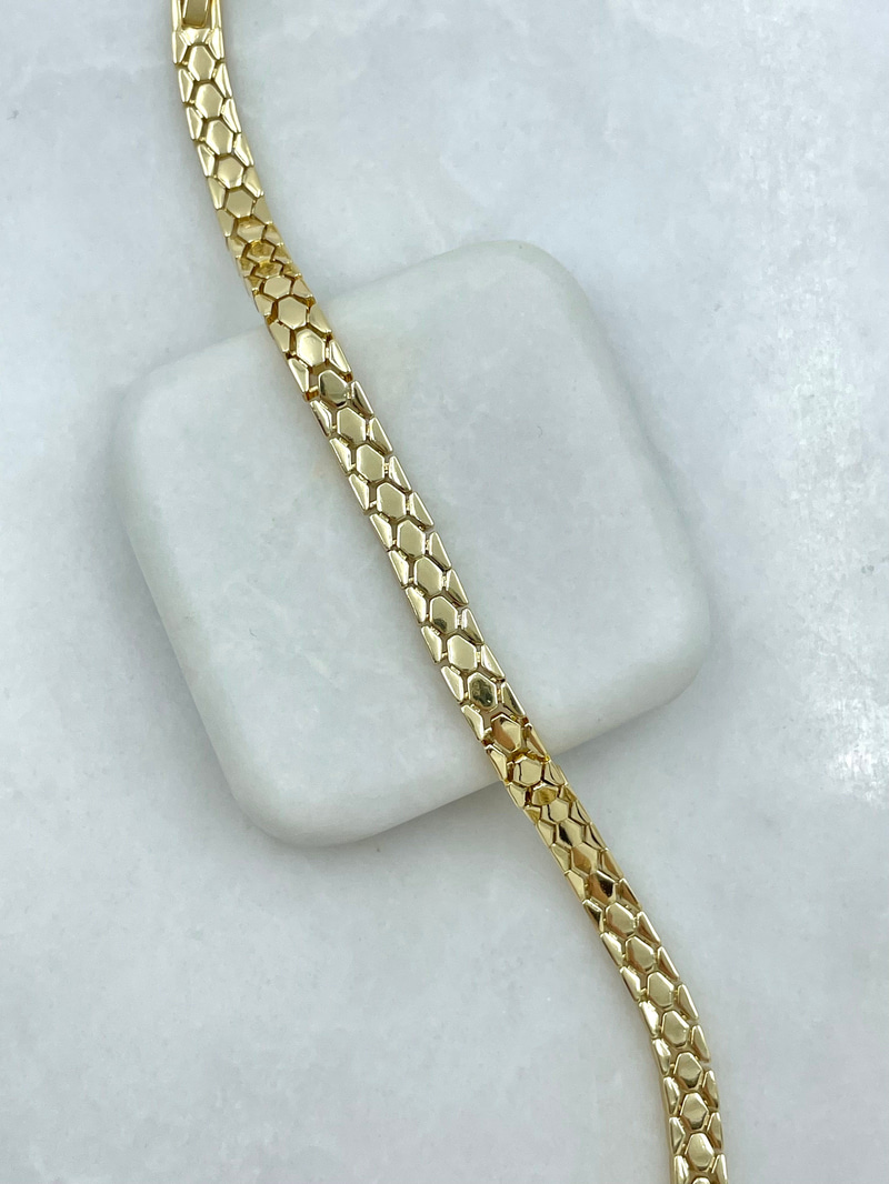 Altın Kaplama Yılan Derisi Bileklik Gold