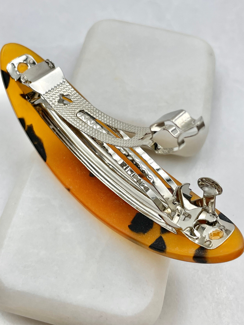 Leopar Desenli Oval Kemik Otomatik Toka Camel