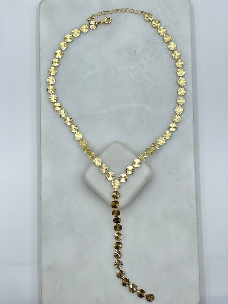 Lazer Kesim Daire Y Model Kolye Gold