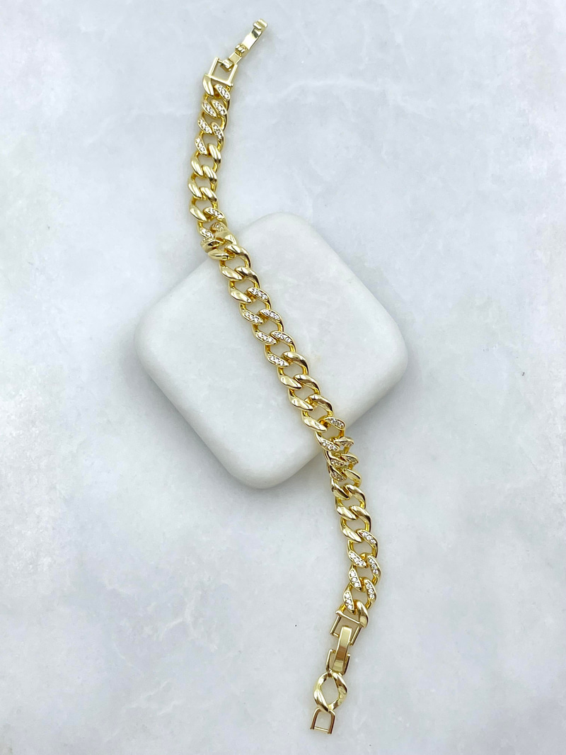 Altın Kaplama Zirkon Taşlı Bileklik Gold