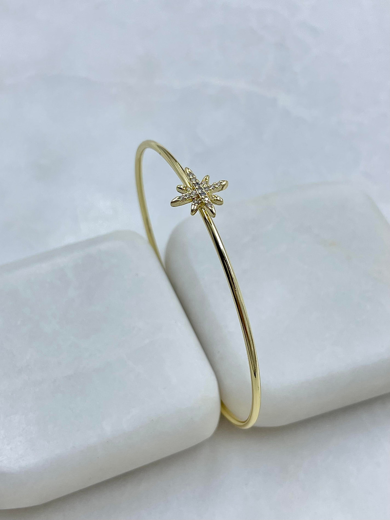Altın Kaplama Minimal Kuzey Yıldızı Kelepçe Bileklik Gold