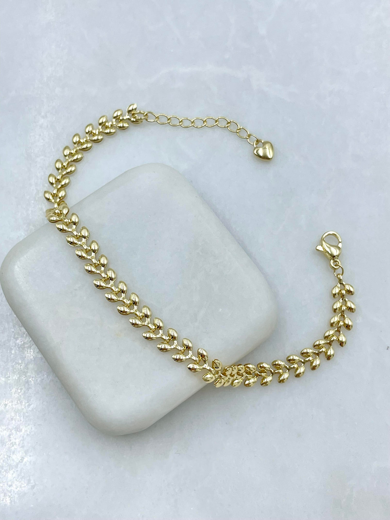 Altın Kaplama Yaprak Model Bileklik Gold