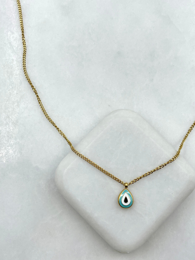 Damla Nazar Minimal  Kolye Gold