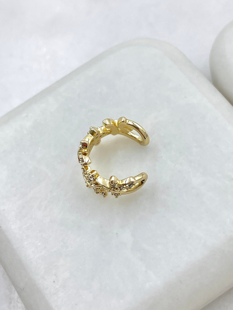 Özel Seri Gömme Taşlı Kelebek Kıkırdak Küpe Gold